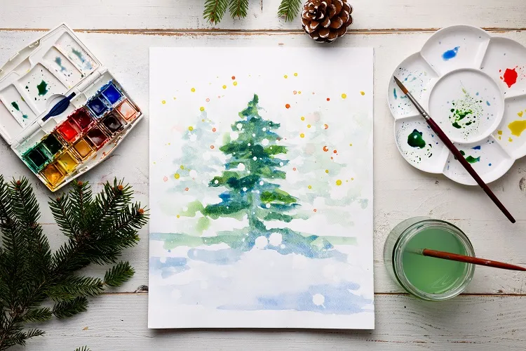 christmas tree painting gift card