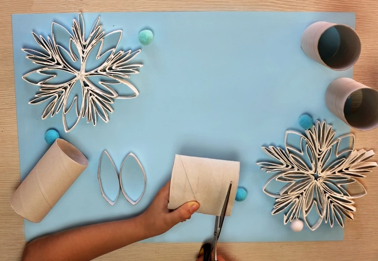 creating festive christmas decoration with toilet rolls snowflake crafts