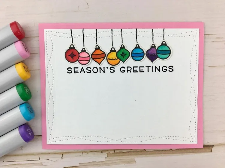 easy colorful christmas card with felt pens craft