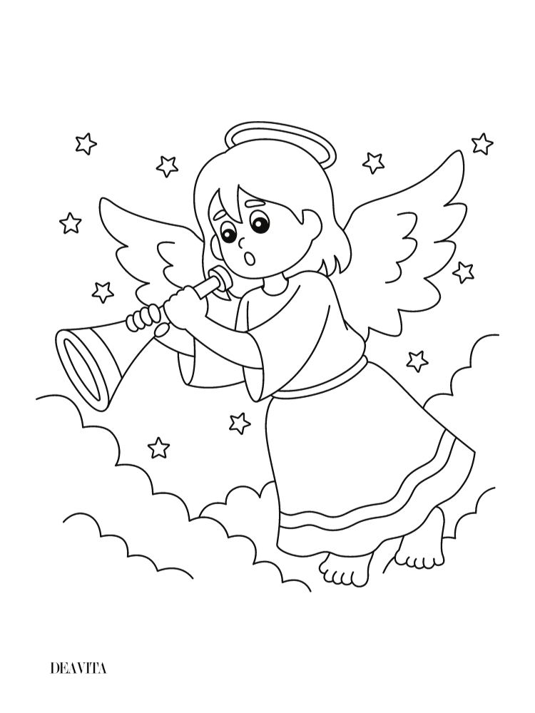 girl angel stars clouds free printable window art 2023