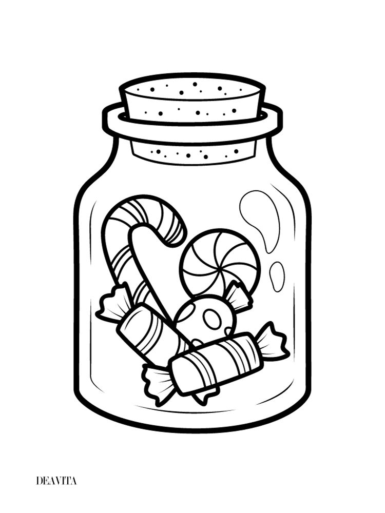 jar with candy window drawing idea free printable template