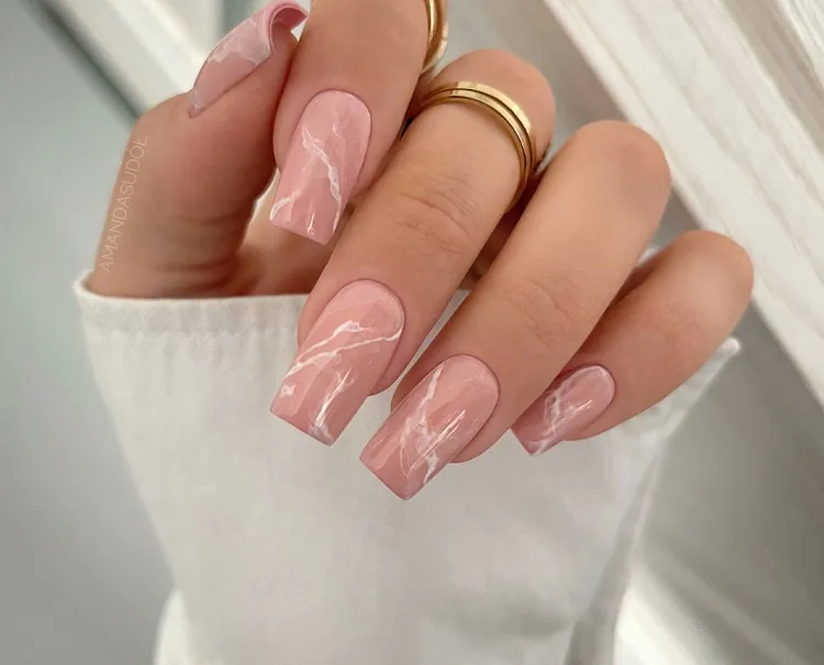 marble peach fuzz nails