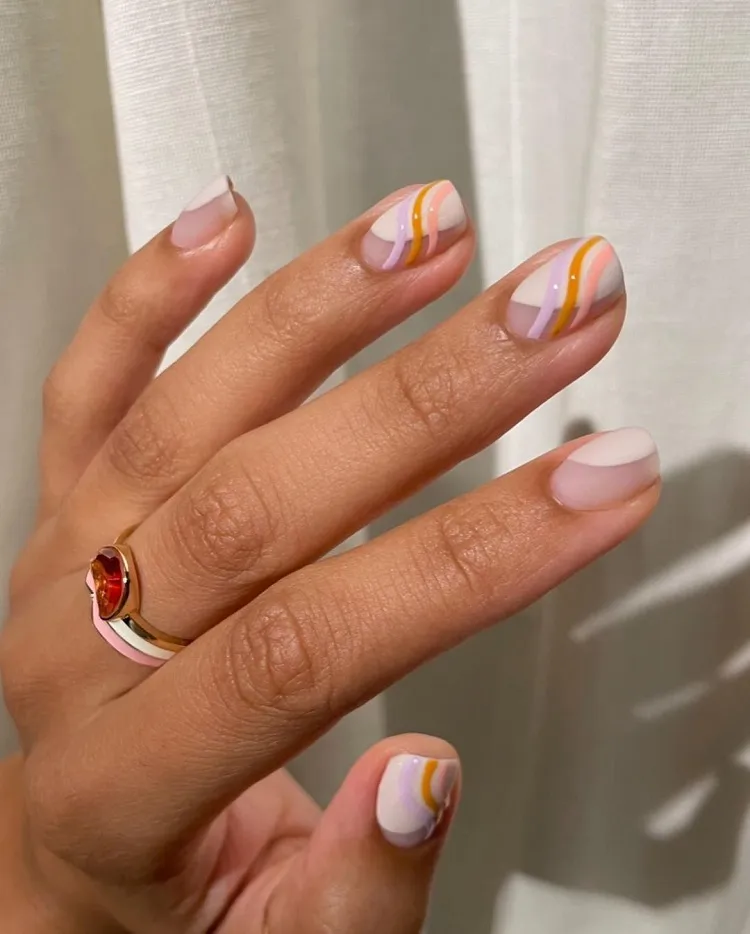 peach fuzz as an accent in your nail design