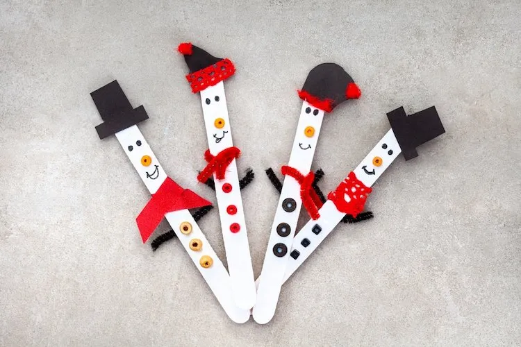 popsicle stick snowman diy craft idea kids