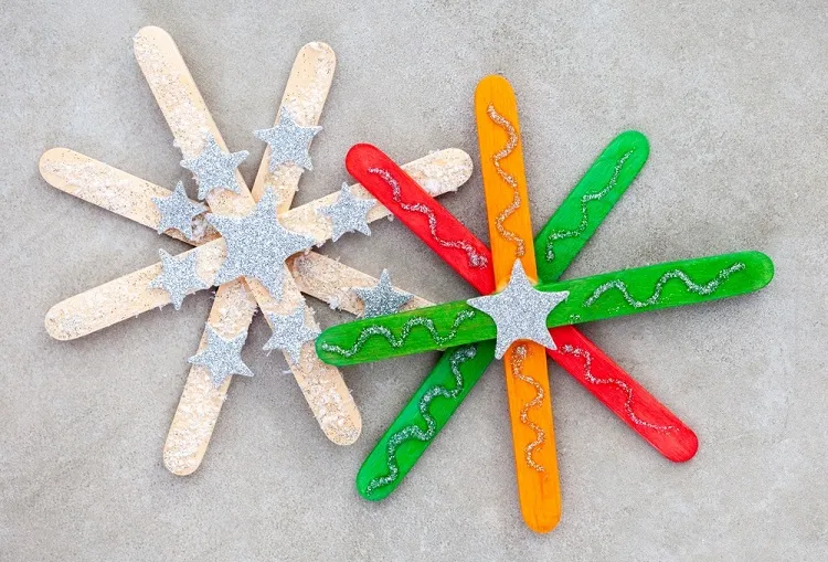 popsicle sticks snowflakes easy christmas crafts