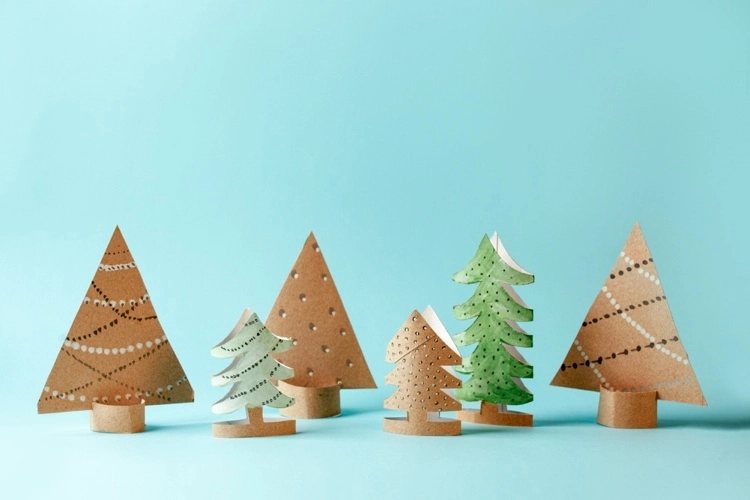 simple fir trees made from toilet paper