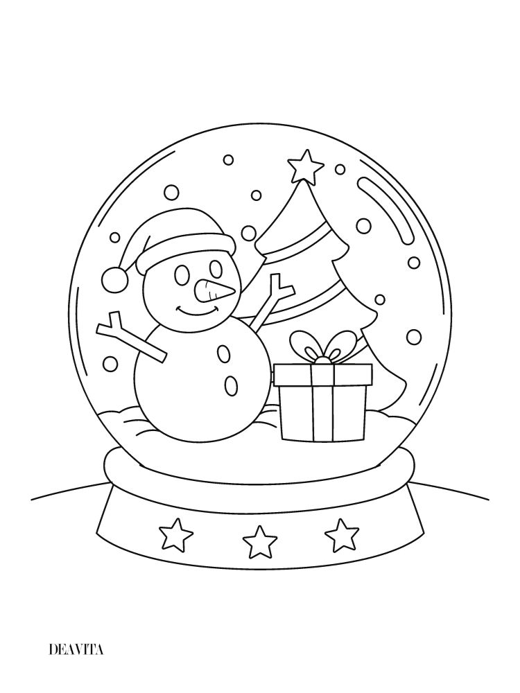 snow globe with a snowman christmas tree present window art idea 2023
