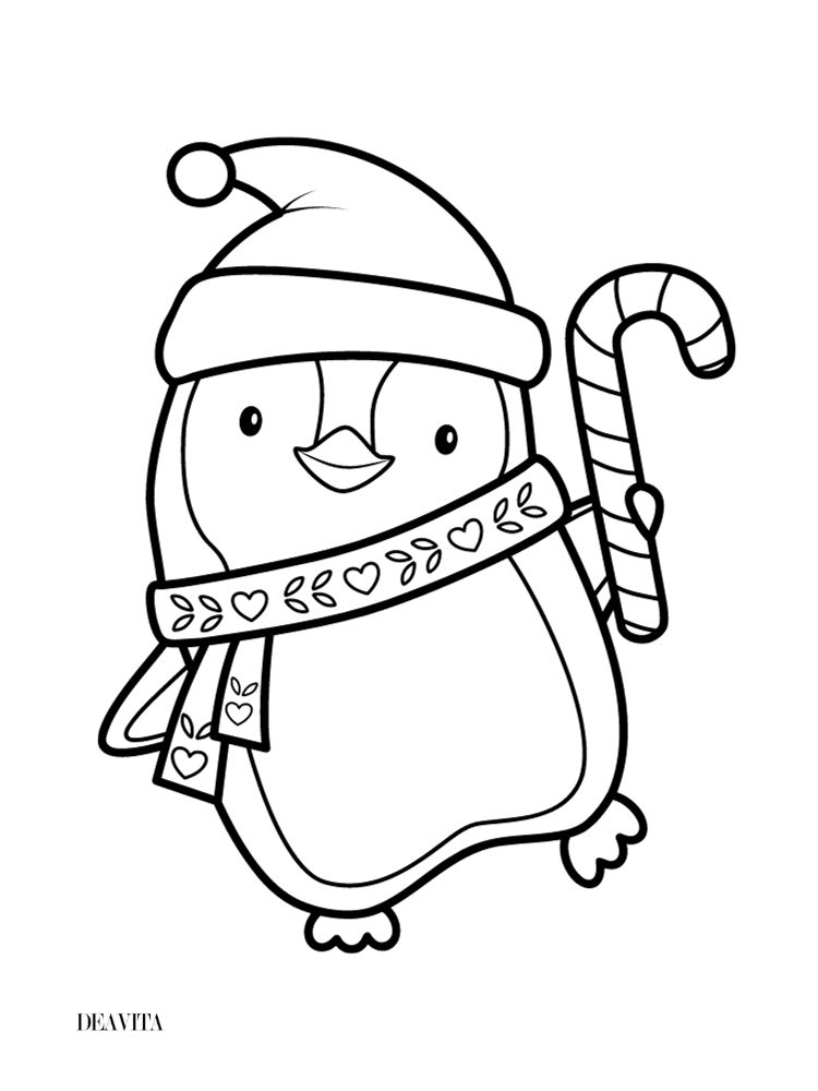 window painting template happy penguin holding candy cane