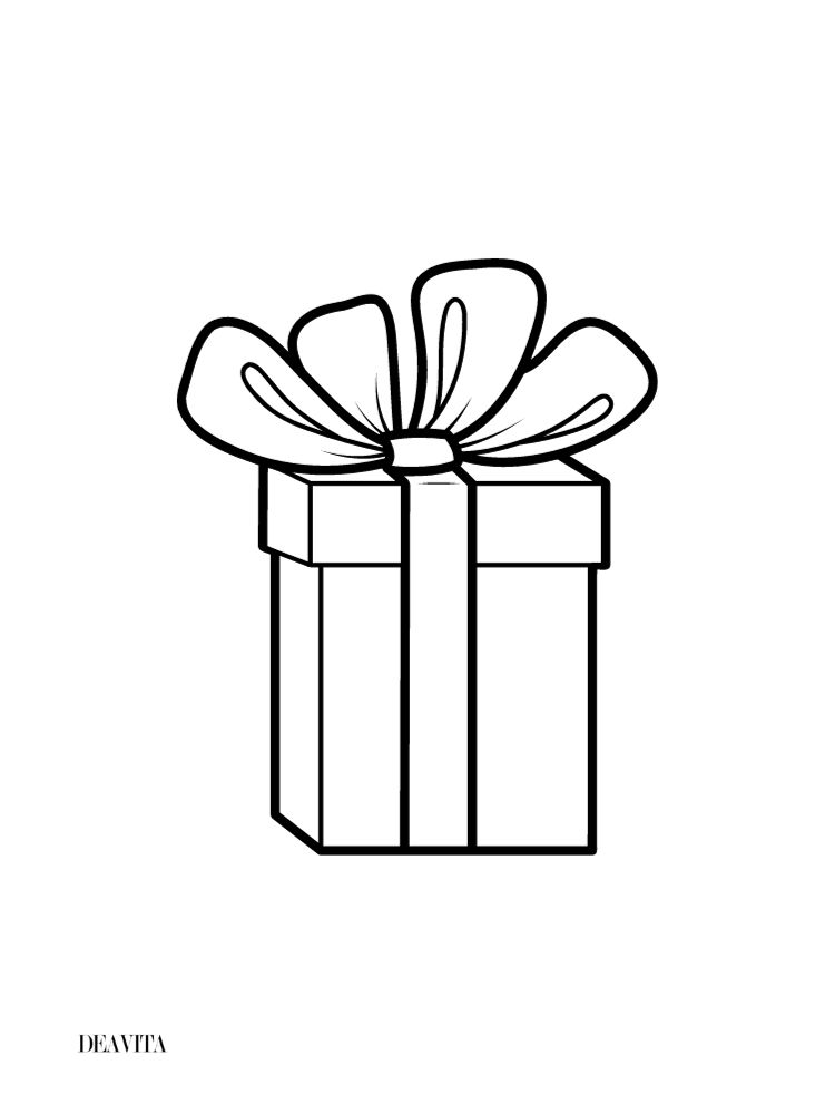 wrapped gift christmas window drawing template