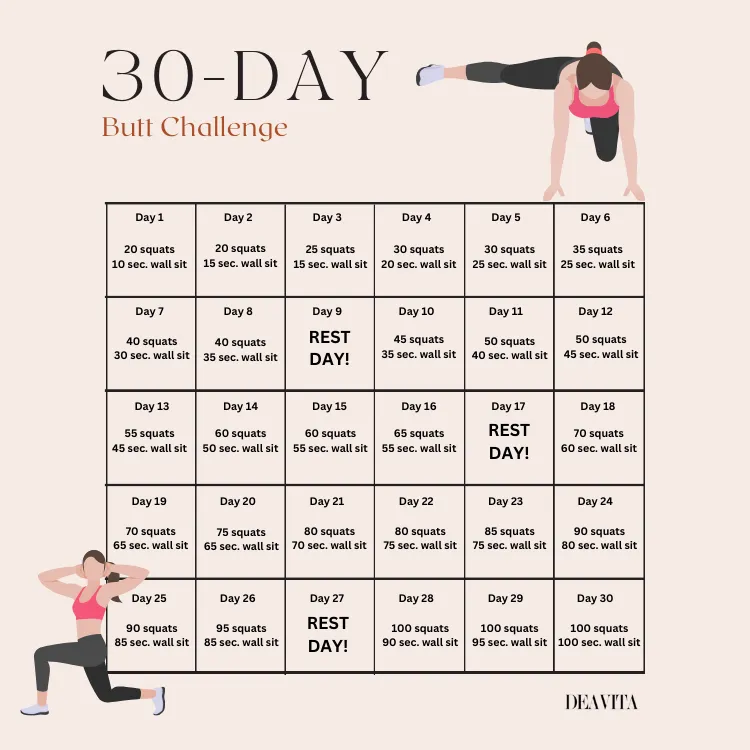 30 day butt challenge for women beginners