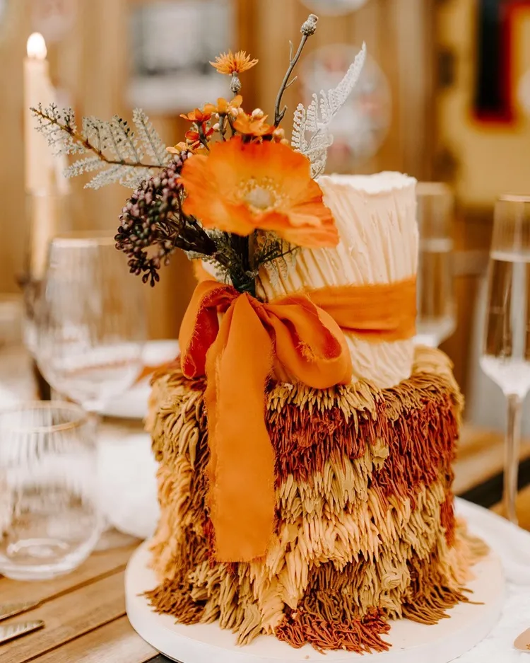 70s inspired non traditional wedding cake