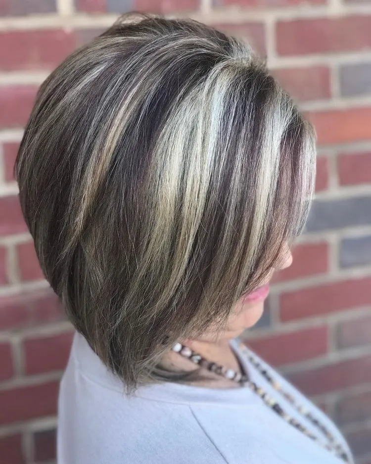 awesome stacked bob with highlights