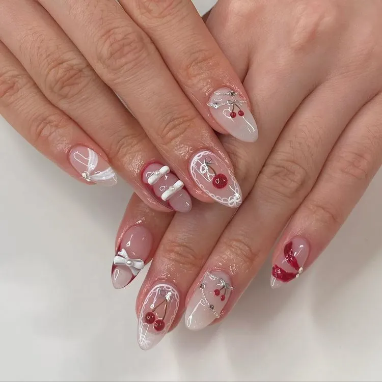 cherry coquette nails