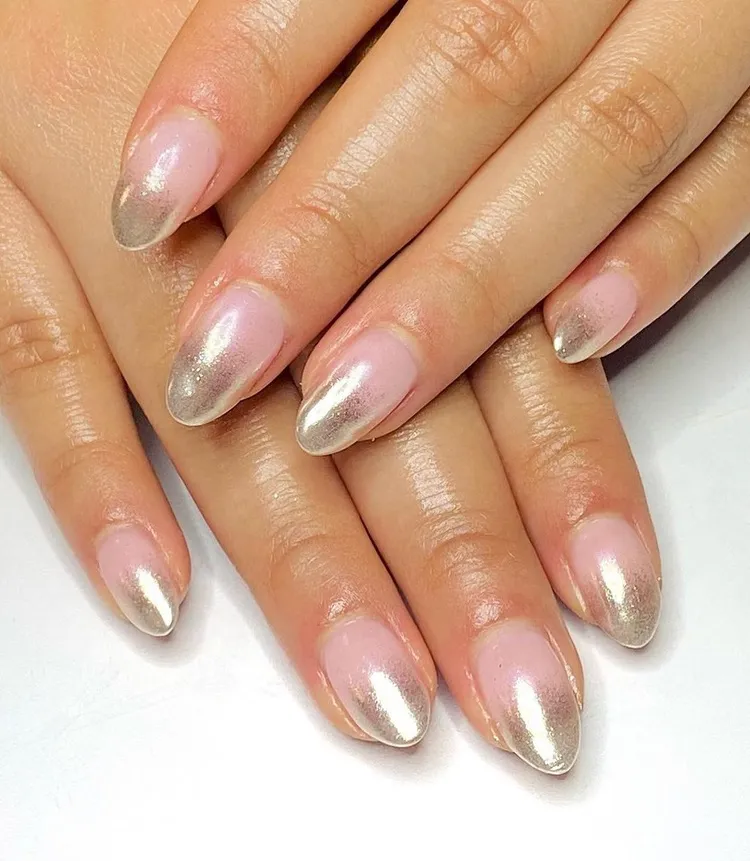 chrome french tips ombre nails