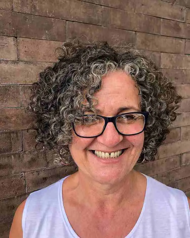 curly bob with side bangs for women over 70