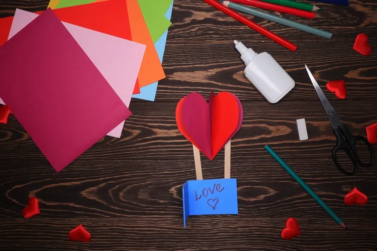 cute paper hearts balloon craft for kids