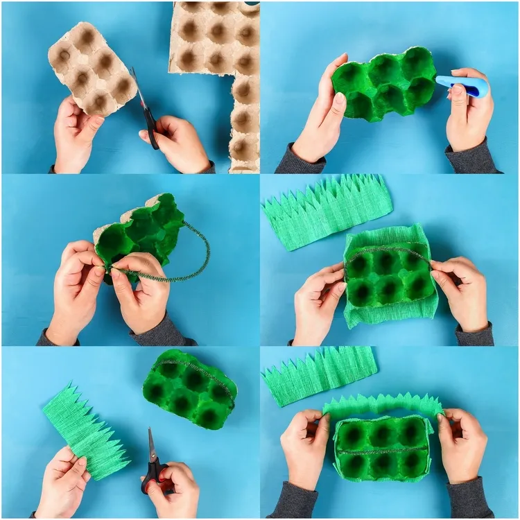 diy egg carton easter basket craft for kids step by step tutorial