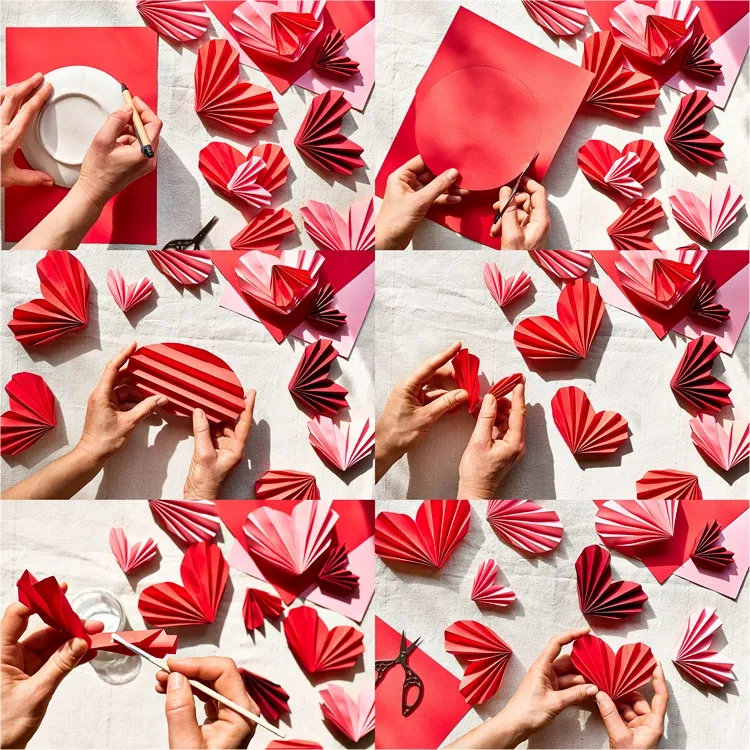 easy folded paper hearts craft instructions