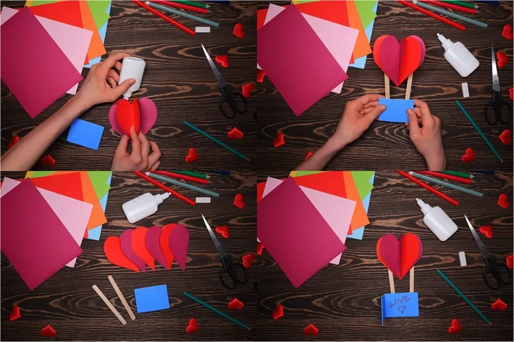 easy folded paper hearts craft for kids step by step instructions