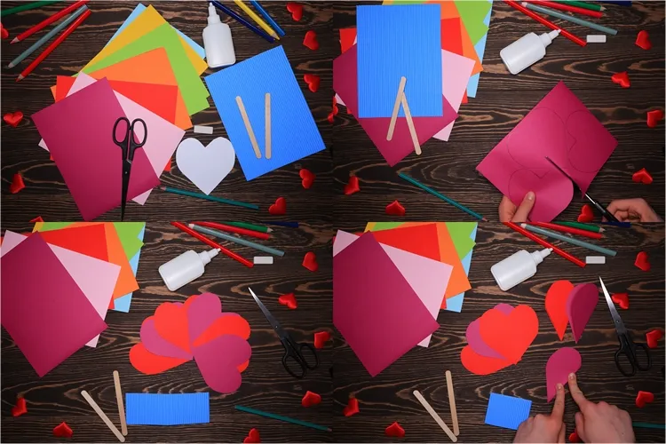 easy folded paper hearts craft for kids step by step