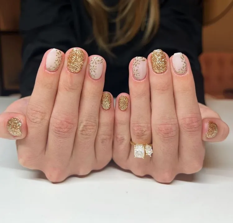 gold nails in january 2024 nail art trends