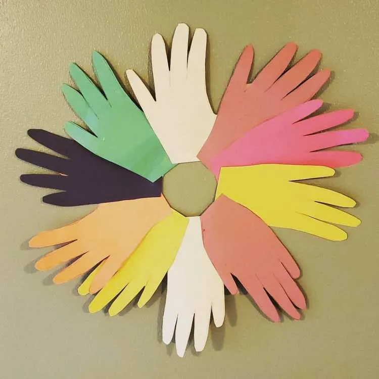 hand print wreath craft for martin luther king jr day
