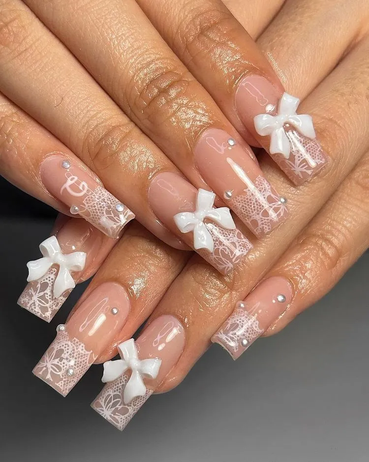 lace square french tips