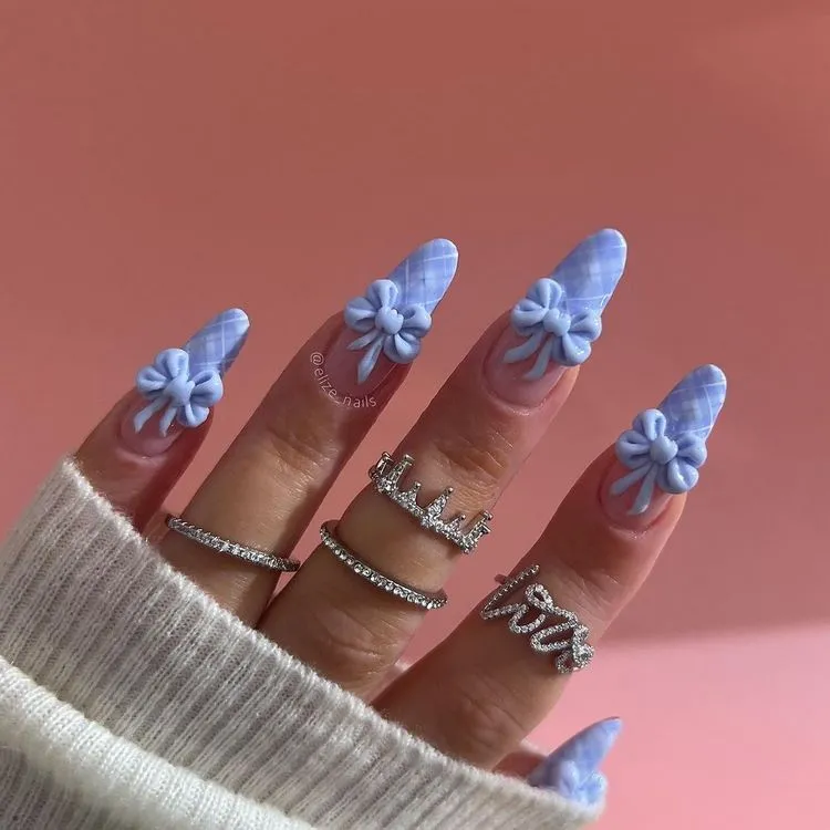 pastel blue coquette nail art