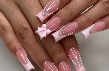 pink french tips on long nails