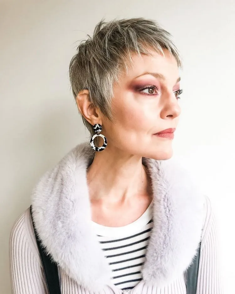 shaggy mullet pixie for women with thin hair