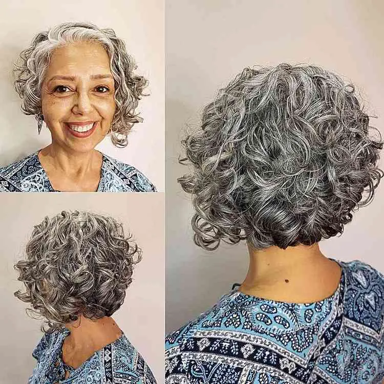 Corte de pelo corto asimétrico para mujeres mayores.