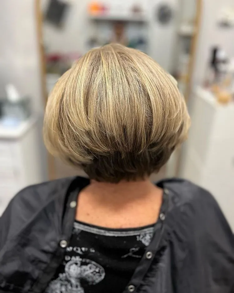two tone stacked bob for women over 60