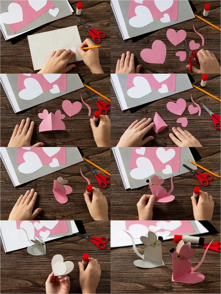 valentines day paper crafts for kids diy cute mouse directions