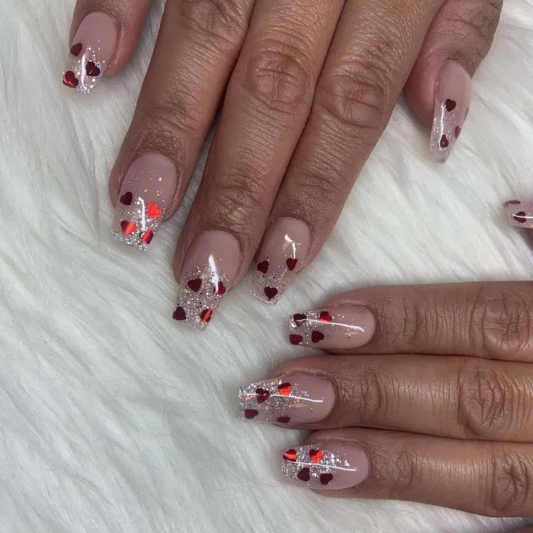 valentine's day nails ideas with glitter