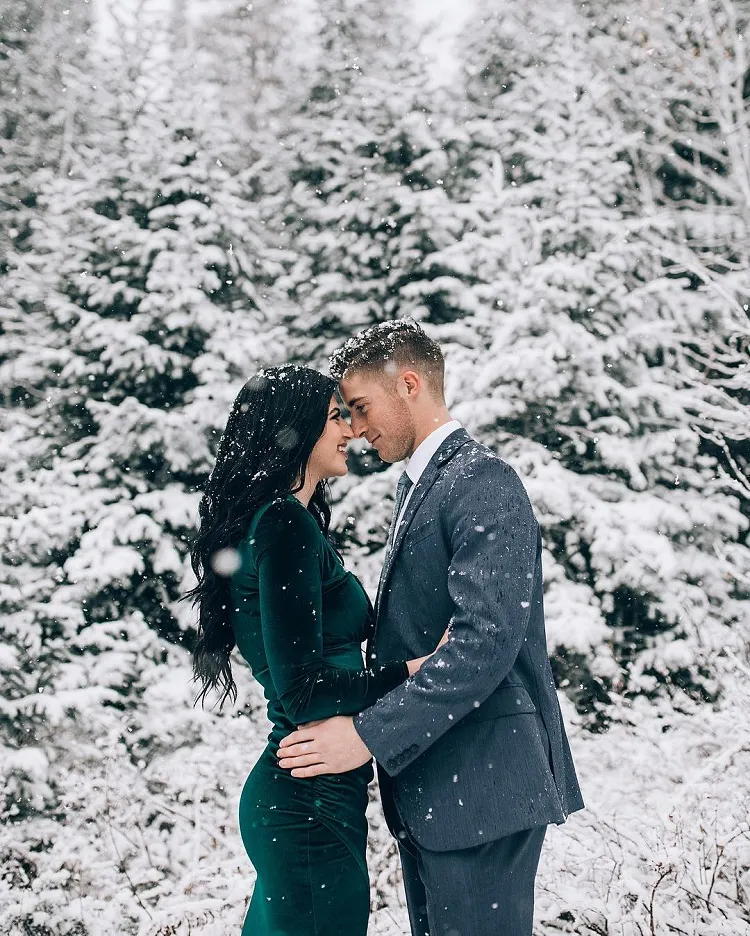 amazing winter outfits for engagement photos ideas 2024