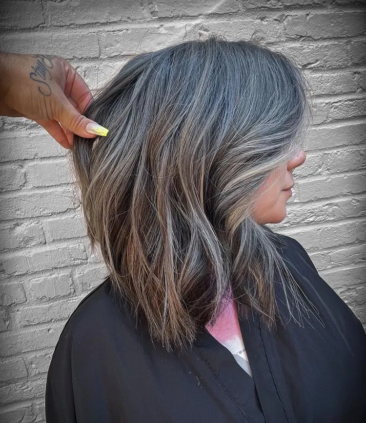 babylights lowlights color melt glaze for brown hair going gray
