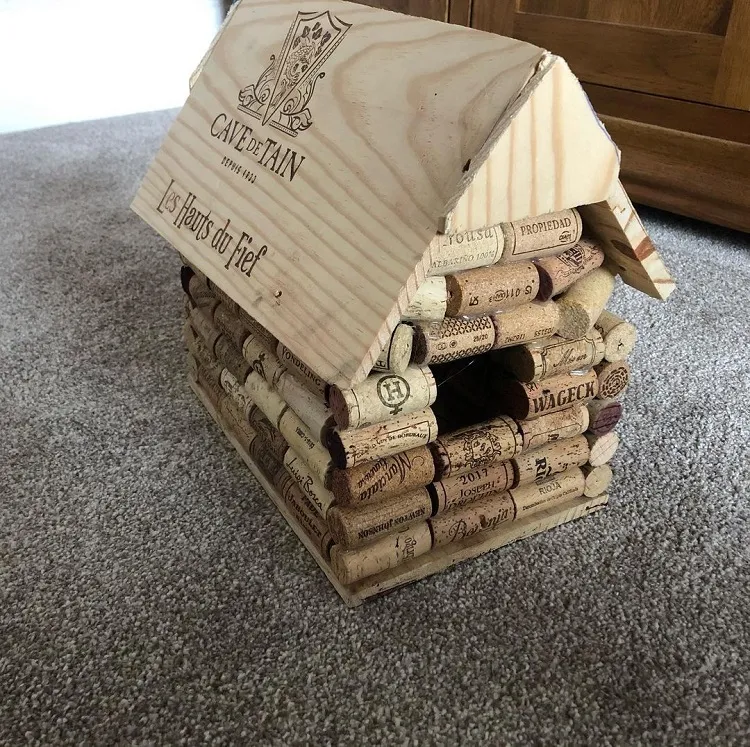 birdhouse made from wine corks craft