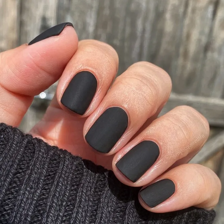 black matte nails for winter nail colors 2024
