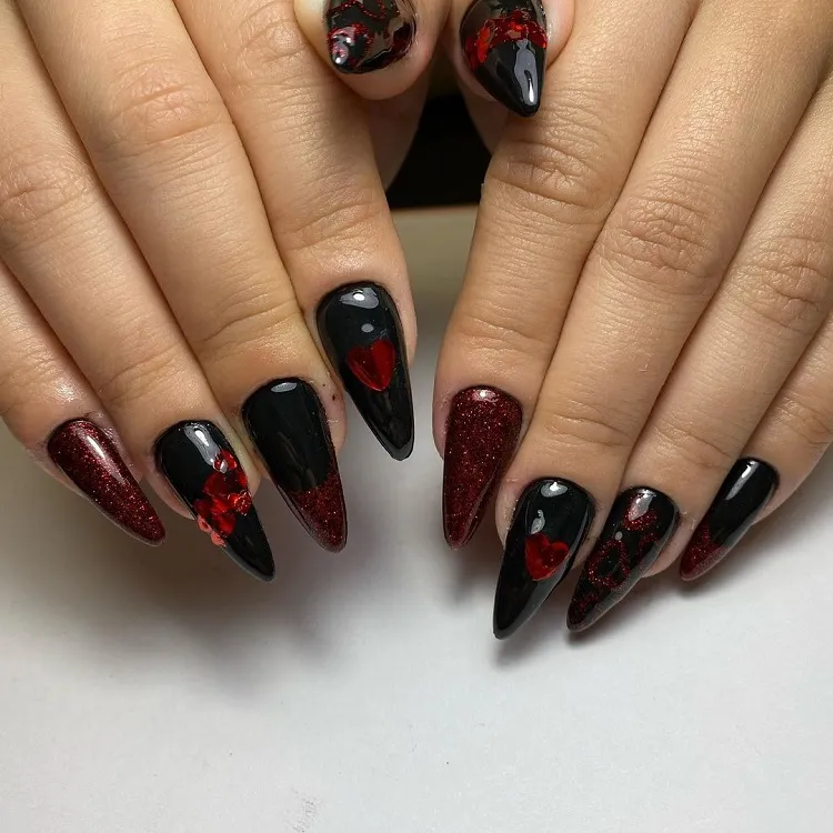black valentine's day nails