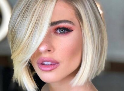 blunt bob with side bangs haircuts ideas 2024