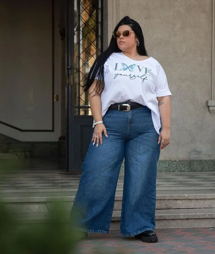 casual plus size outfits with baggy jeans ideas