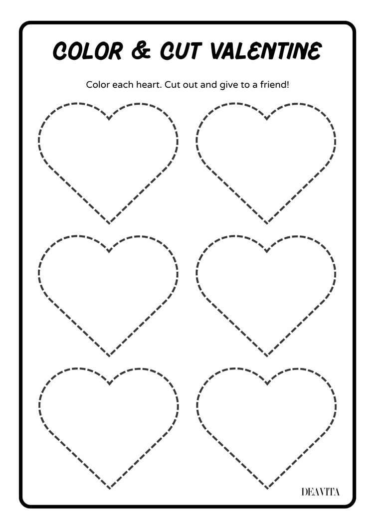color and cut kids valentine's day crafts free printable 2024