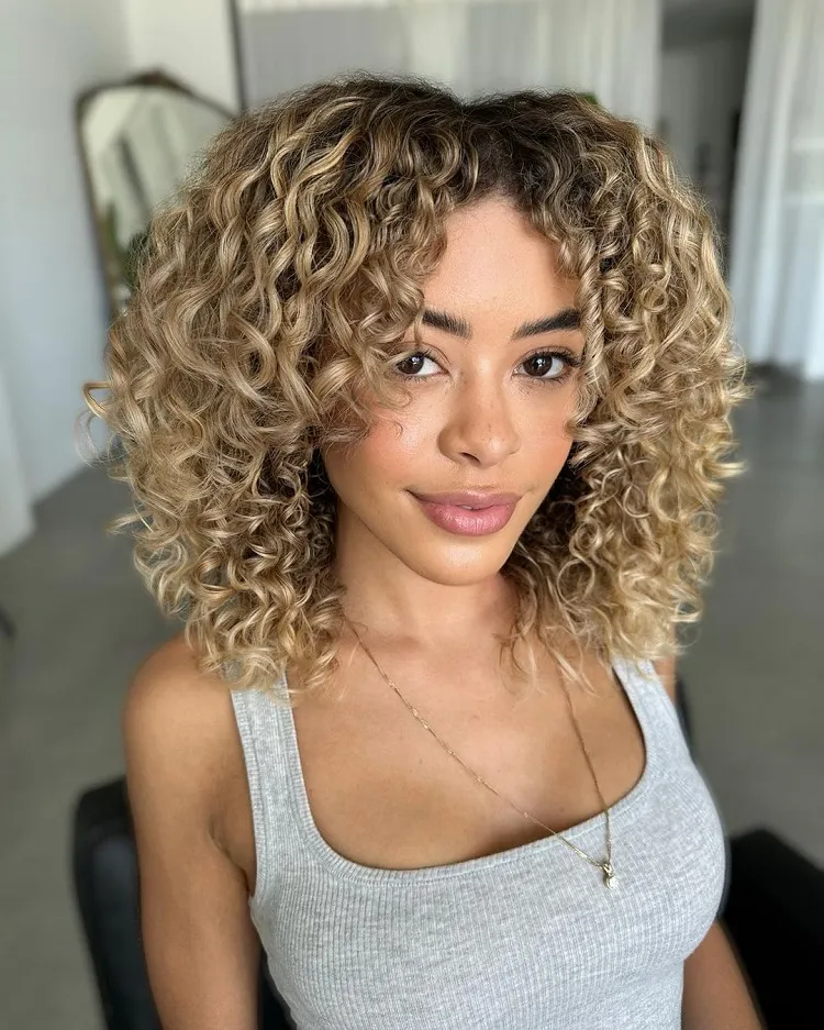 curly blonde layered haircut