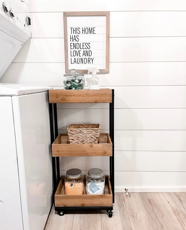 cute storage cart for small laundry room