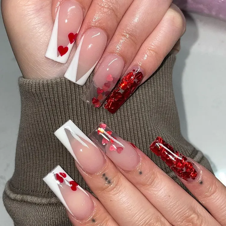 french tip inspired valentines day nails