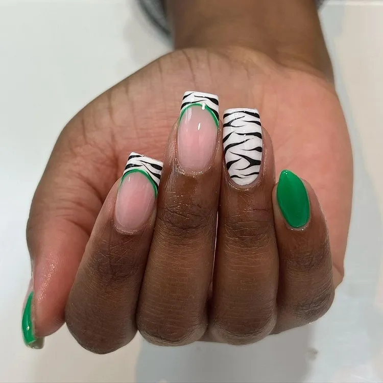 funky green french tips