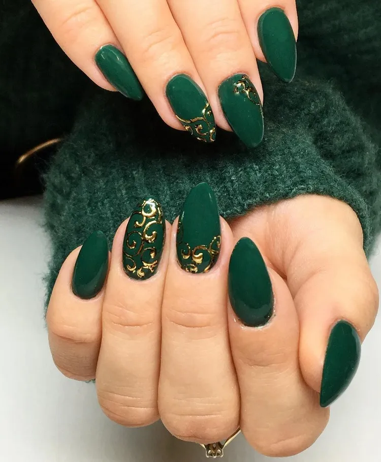 gilded green nails
