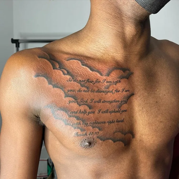 half chest tattoo idea guys meaningful