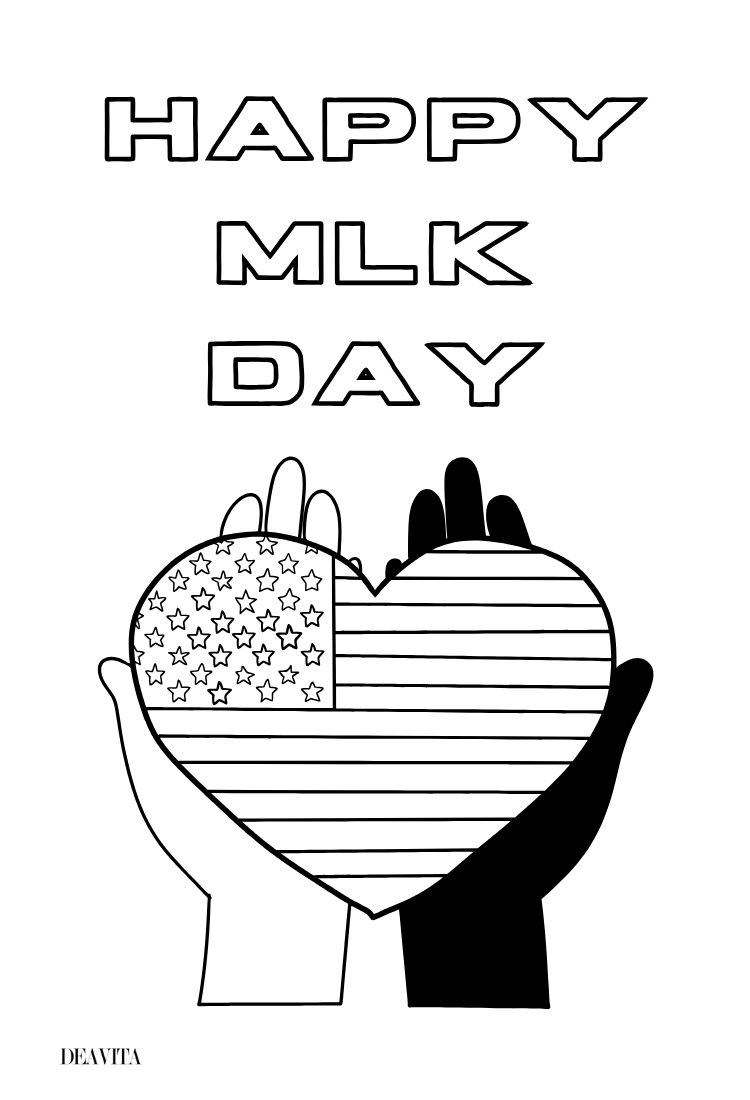 happy mlk day american flag coloring page