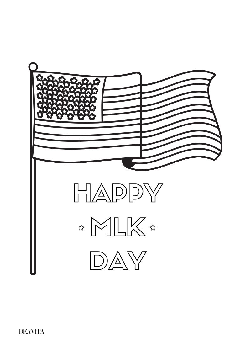 happy mlk day american flag free dwonloaf coloring page